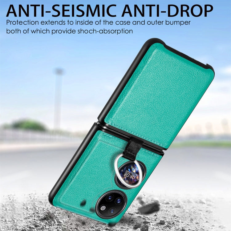 For Huawei P50 Pocket Litchi Pattern Ring Buckle Folding Phone Case