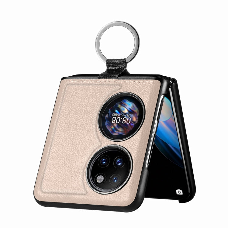 For Huawei P50 Pocket Litchi Pattern Ring Buckle Folding Phone Case