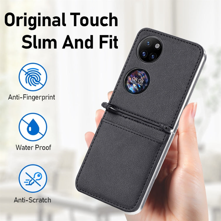 For Huawei P50 Pocket Litchi Pattern Card Folding Phone Case