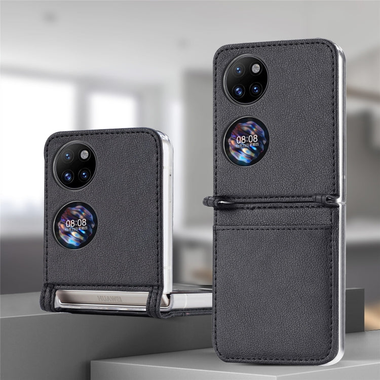 For Huawei P50 Pocket Litchi Pattern Card Folding Phone Case