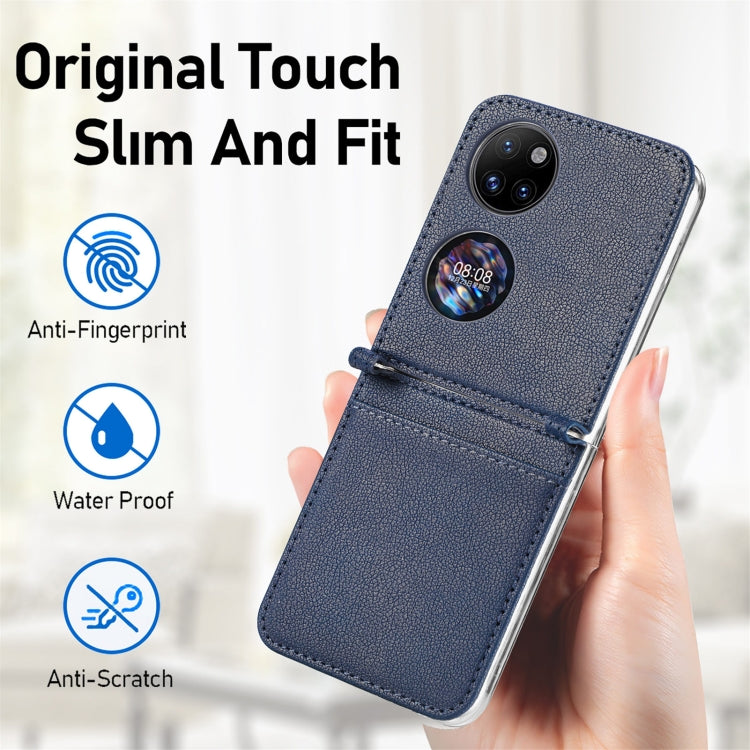 For Huawei P50 Pocket Litchi Pattern Card Folding Phone Case