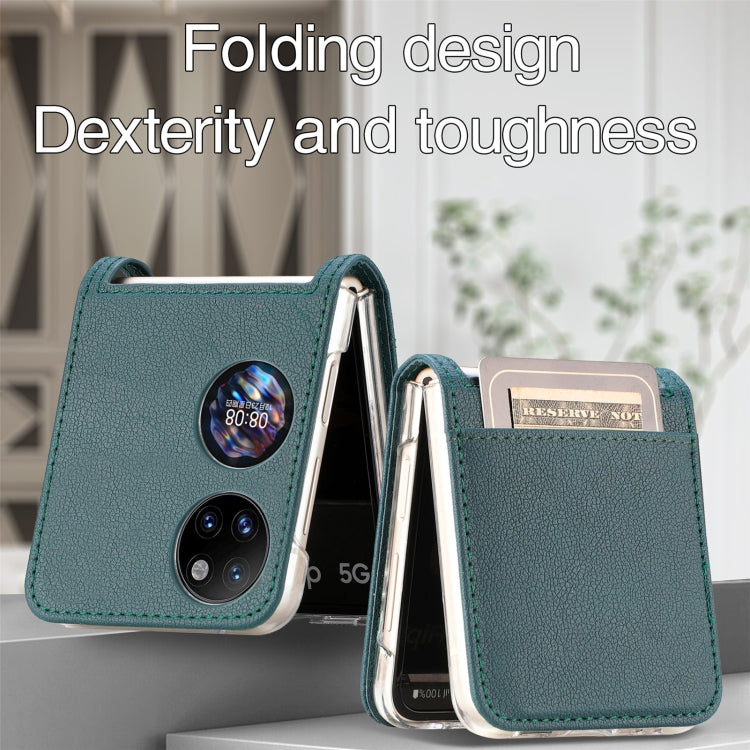 For Huawei P50 Pocket Litchi Pattern Card Folding Phone Case