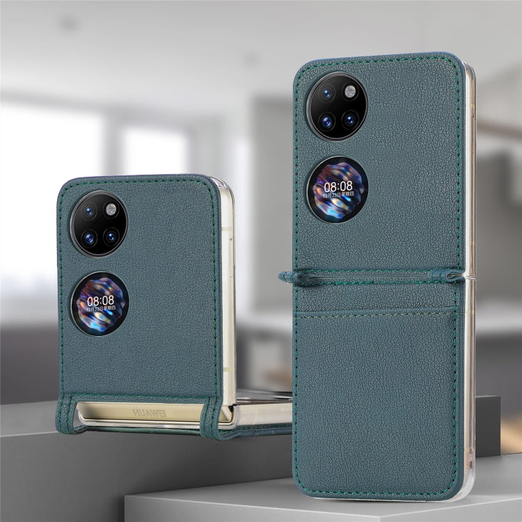 For Huawei P50 Pocket Litchi Pattern Card Folding Phone Case