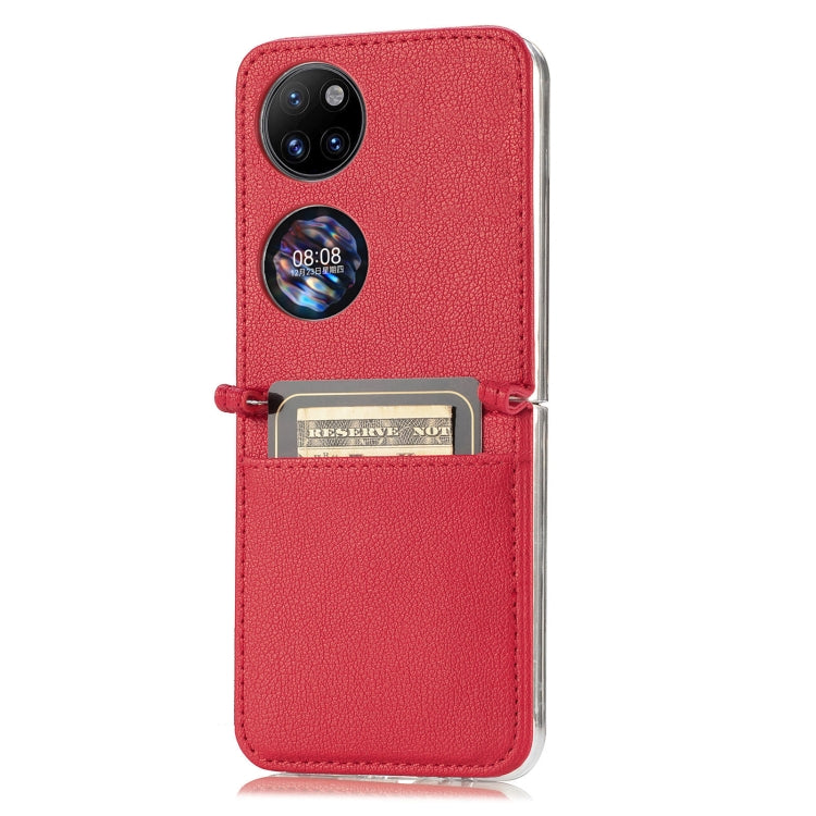 For Huawei P50 Pocket Litchi Pattern Card Folding Phone Case