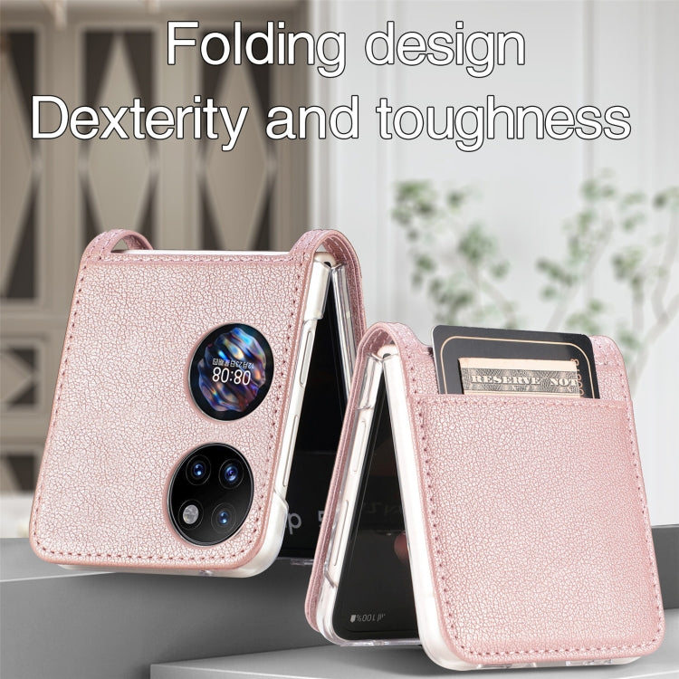 For Huawei P50 Pocket Litchi Pattern Card Folding Phone Case