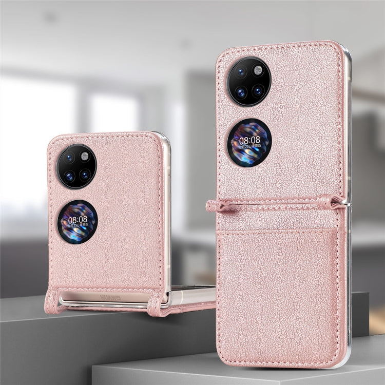 For Huawei P50 Pocket Litchi Pattern Card Folding Phone Case