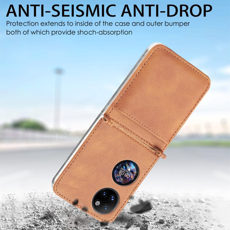 For Huawei P50 Pocket Litchi Pattern Card Folding Phone Case