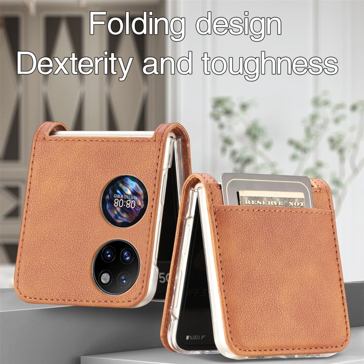 For Huawei P50 Pocket Litchi Pattern Card Folding Phone Case