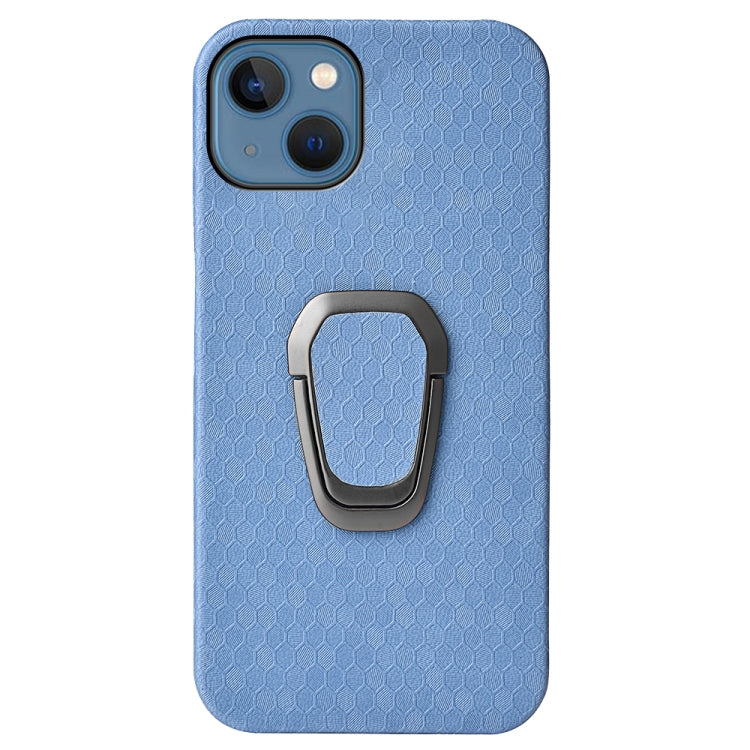 For iPhone 13 Ring Holder Honeycomb PU Phone Case