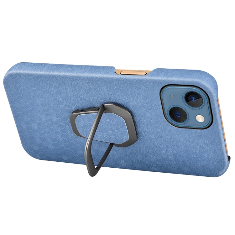 For iPhone 13 Ring Holder Honeycomb PU Phone Case