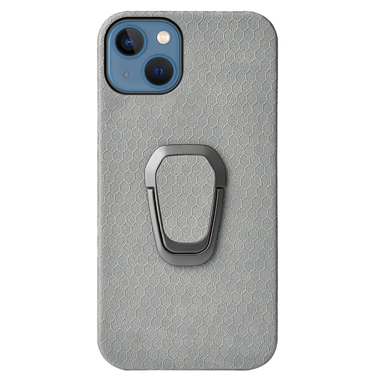 For iPhone 13 Ring Holder Honeycomb PU Phone Case