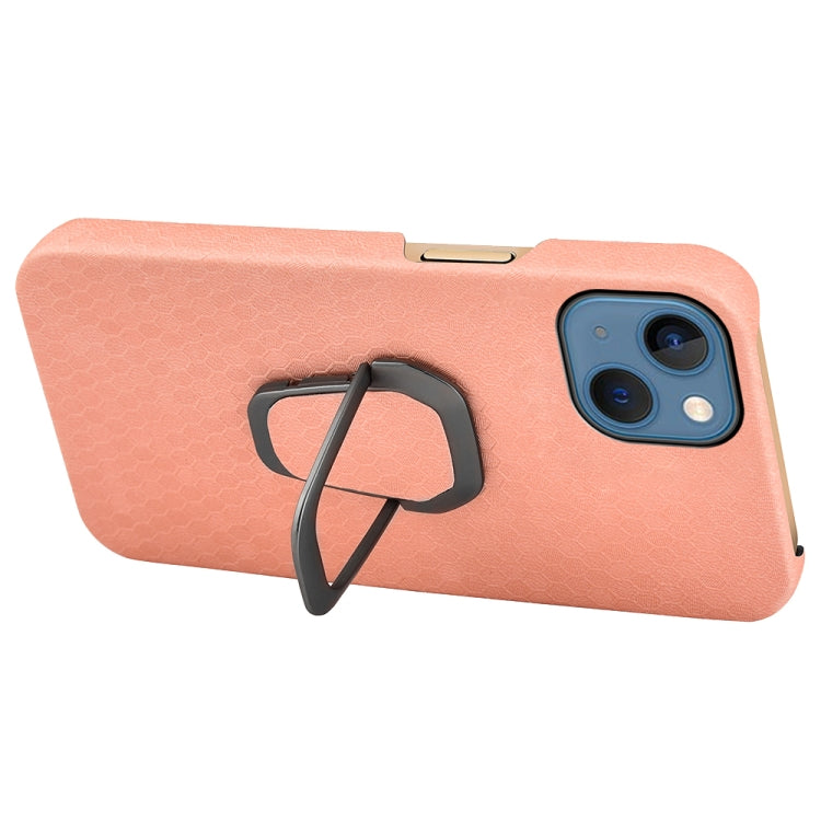 For iPhone 13 Ring Holder Honeycomb PU Phone Case