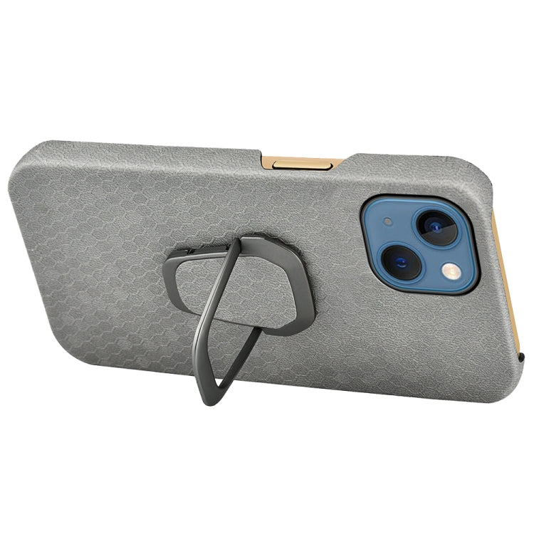 For iPhone 13 mini Ring Holder Honeycomb PU Phone Case