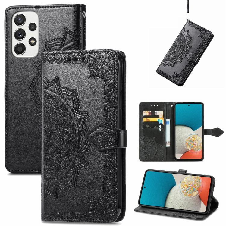 For Samsung Galaxy A53 5G Mandala Flower Embossed Flip Leather Phone Case