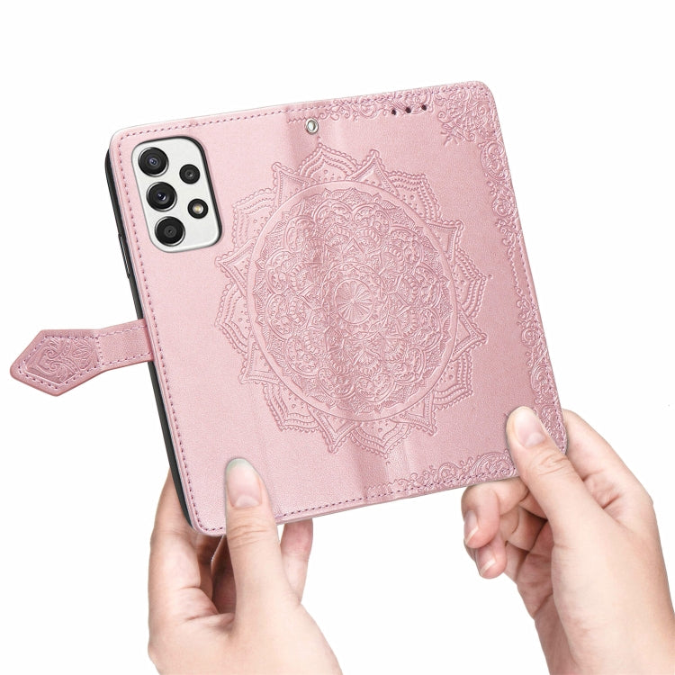 For Samsung Galaxy A53 5G Mandala Flower Embossed Flip Leather Phone Case