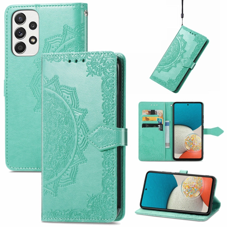 For Samsung Galaxy A53 5G Mandala Flower Embossed Flip Leather Phone Case