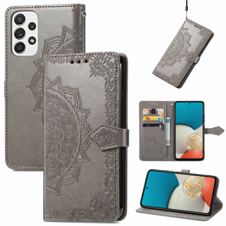 For Samsung Galaxy A53 5G Mandala Flower Embossed Flip Leather Phone Case