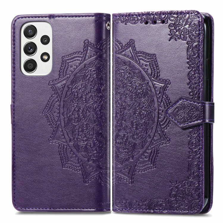 For Samsung Galaxy A53 5G Mandala Flower Embossed Flip Leather Phone Case
