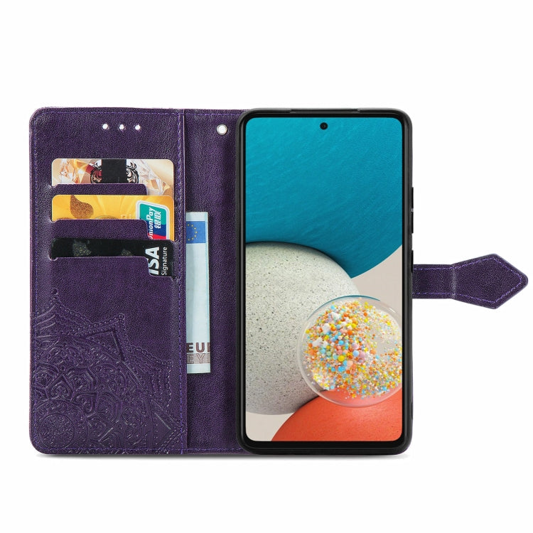 For Samsung Galaxy A53 5G Mandala Flower Embossed Flip Leather Phone Case