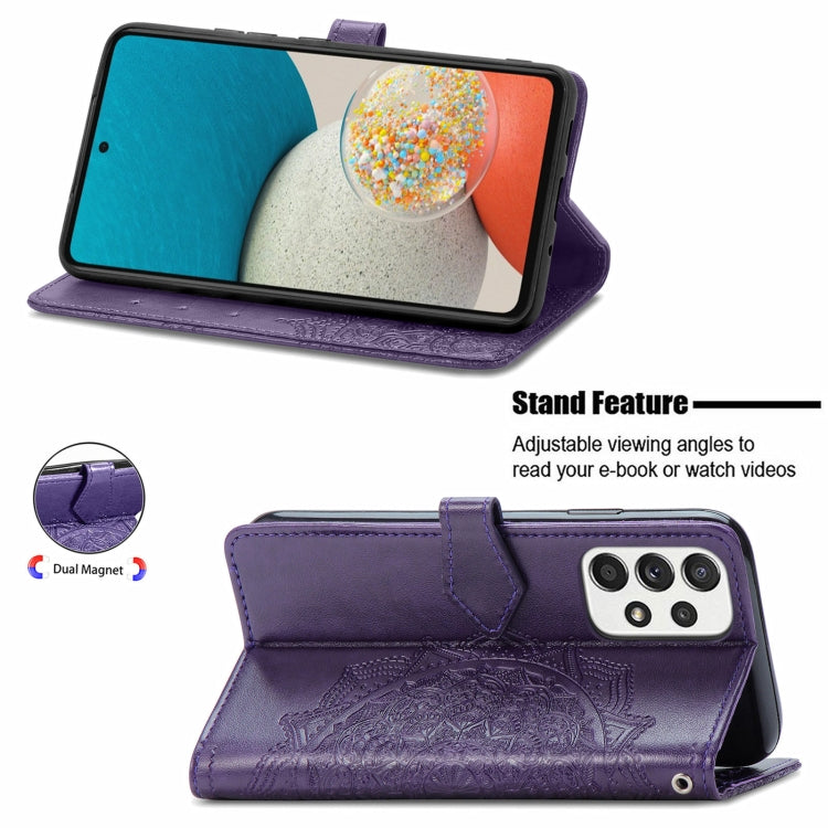 For Samsung Galaxy A53 5G Mandala Flower Embossed Flip Leather Phone Case