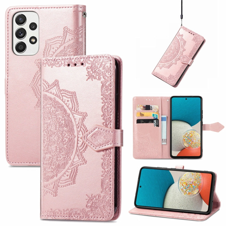 For Samsung Galaxy A53 5G Mandala Flower Embossed Flip Leather Phone Case