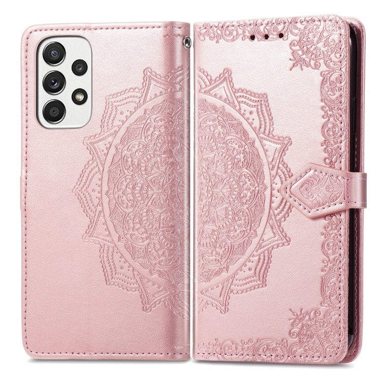 For Samsung Galaxy A53 5G Mandala Flower Embossed Flip Leather Phone Case