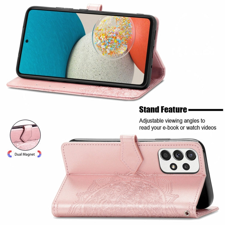 For Samsung Galaxy A53 5G Mandala Flower Embossed Flip Leather Phone Case