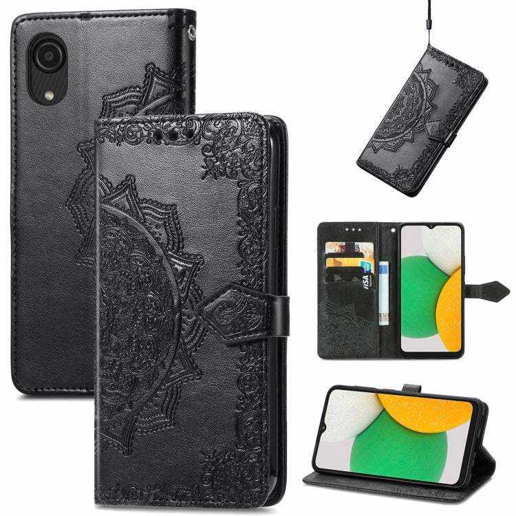 For Samsung Galaxy A03 Core Mandala Flower Embossed Flip Leather Phone Case