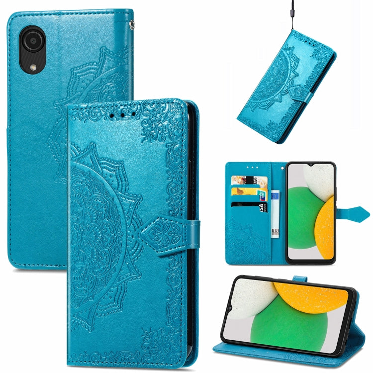 For Samsung Galaxy A03 Core Mandala Flower Embossed Flip Leather Phone Case
