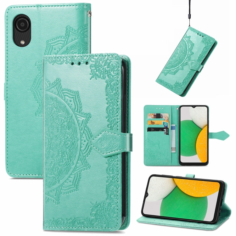 For Samsung Galaxy A03 Core Mandala Flower Embossed Flip Leather Phone Case