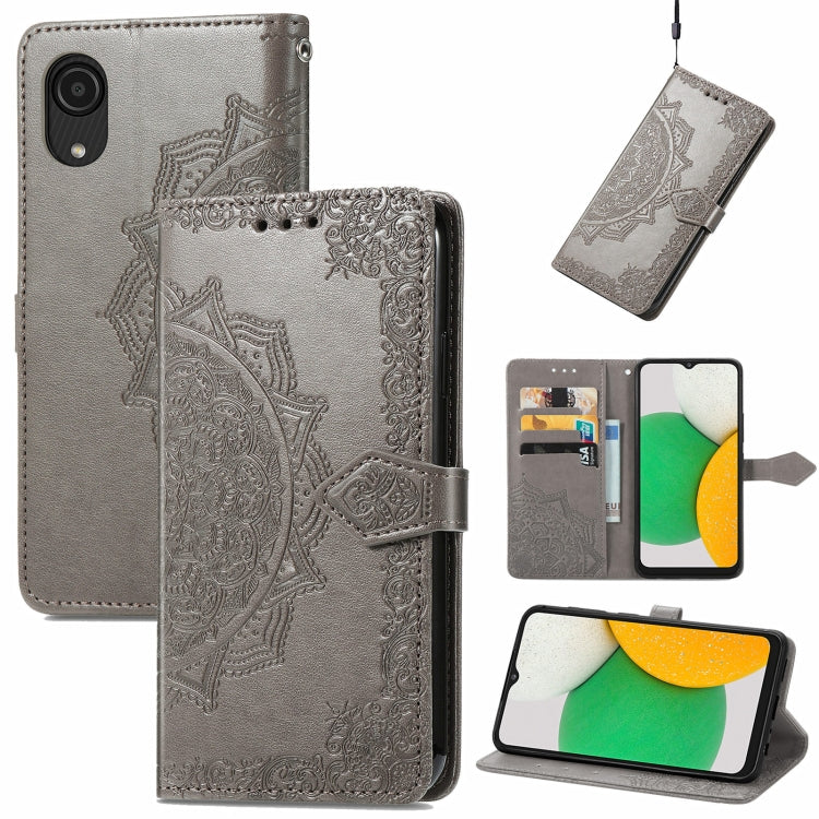 For Samsung Galaxy A03 Core Mandala Flower Embossed Flip Leather Phone Case