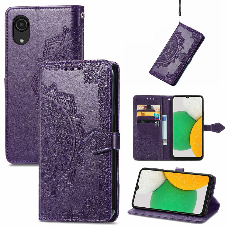 For Samsung Galaxy A03 Core Mandala Flower Embossed Flip Leather Phone Case