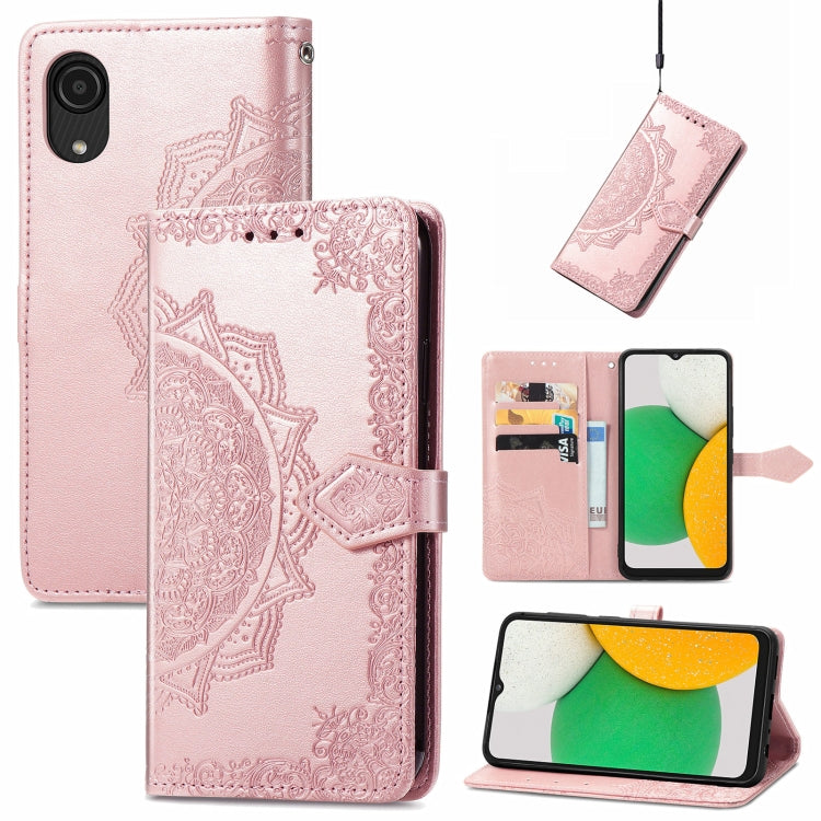 For Samsung Galaxy A03 Core Mandala Flower Embossed Flip Leather Phone Case