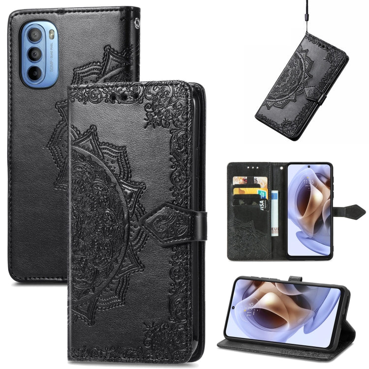For Motorola Moto G31 Mandala Flower Embossed Flip Leather Phone Case