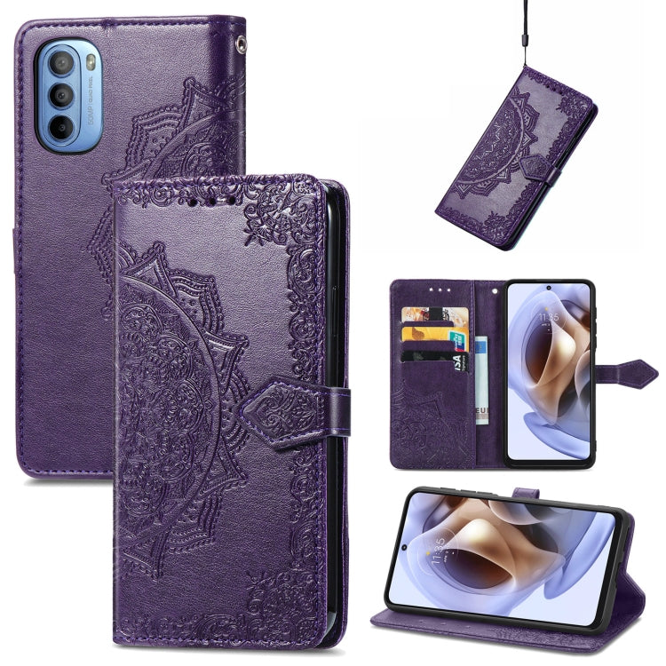 For Motorola Moto G31 Mandala Flower Embossed Flip Leather Phone Case