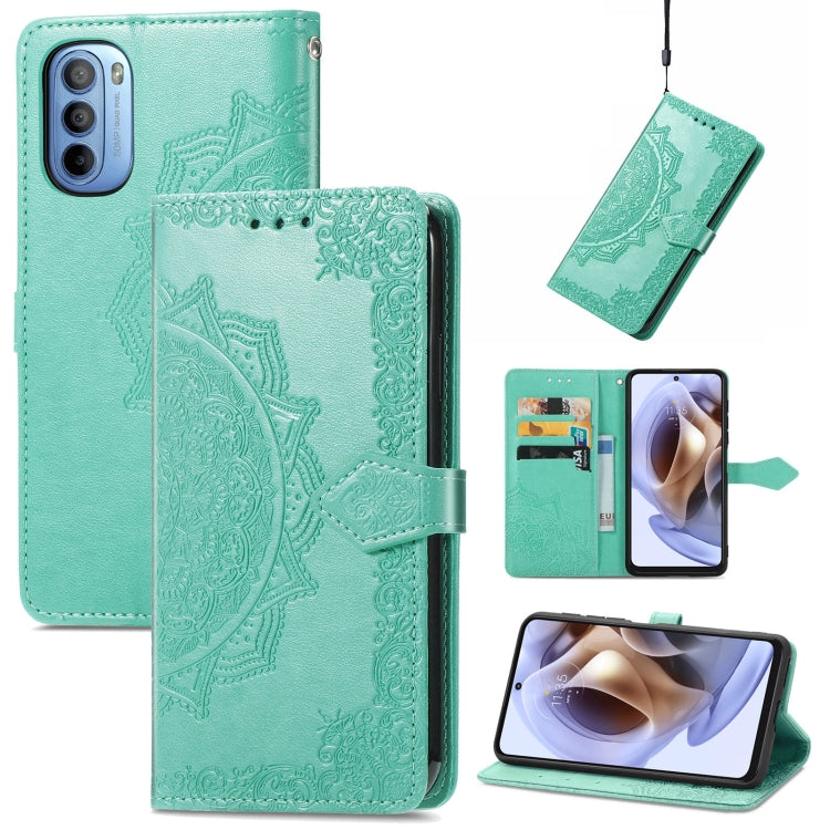 For Motorola Moto G31 Mandala Flower Embossed Flip Leather Phone Case