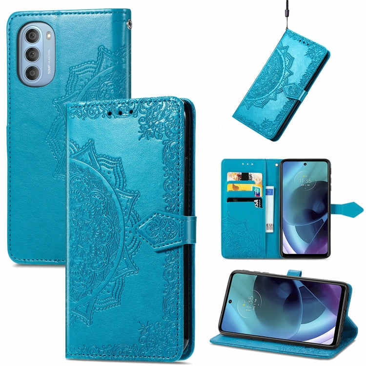For Motorola Moto G51 Mandala Flower Embossed Flip Leather Phone Case