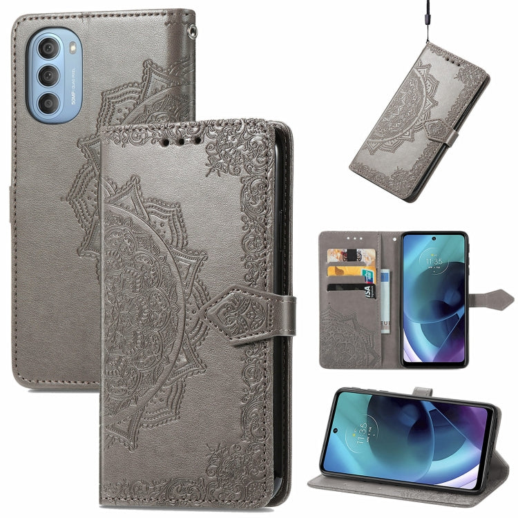 For Motorola Moto G51 Mandala Flower Embossed Flip Leather Phone Case