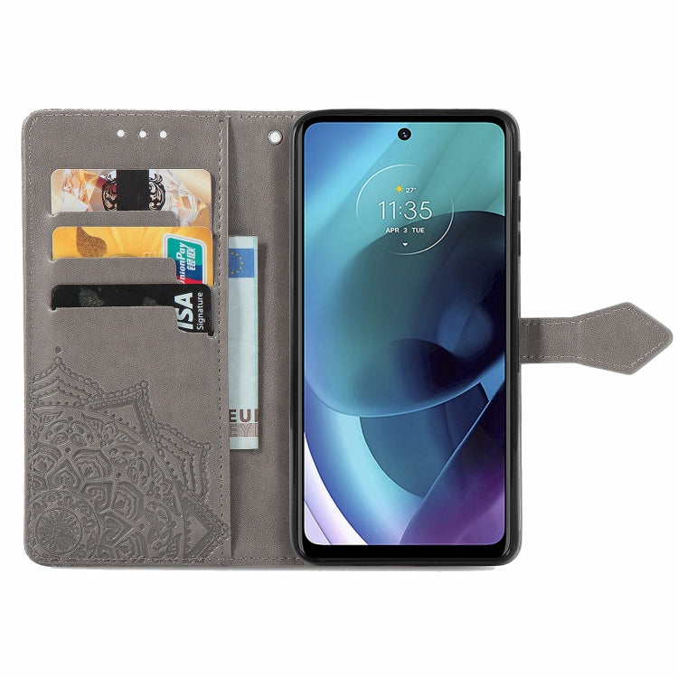 For Motorola Moto G51 Mandala Flower Embossed Flip Leather Phone Case