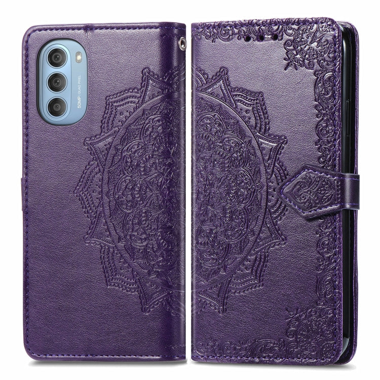 For Motorola Moto G51 Mandala Flower Embossed Flip Leather Phone Case