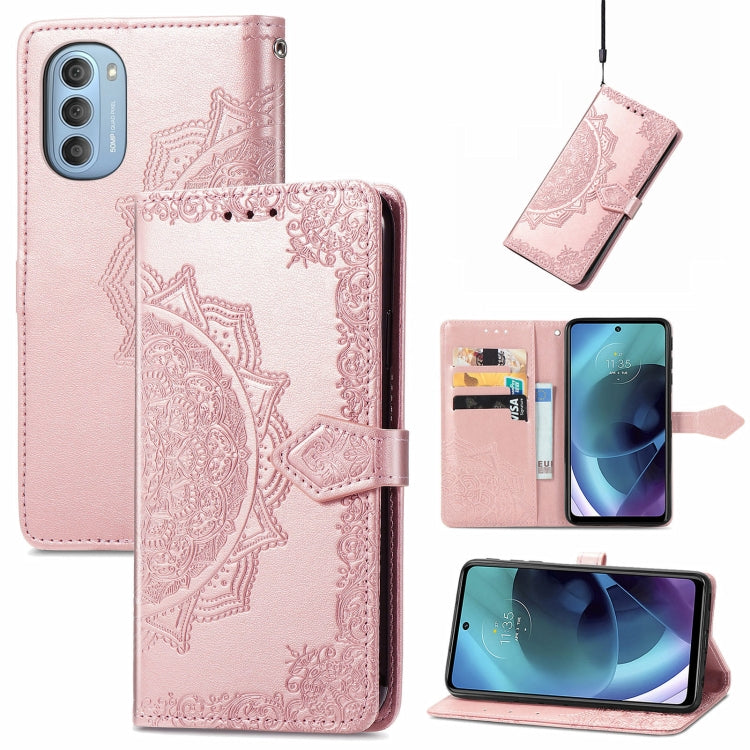 For Motorola Moto G51 Mandala Flower Embossed Flip Leather Phone Case
