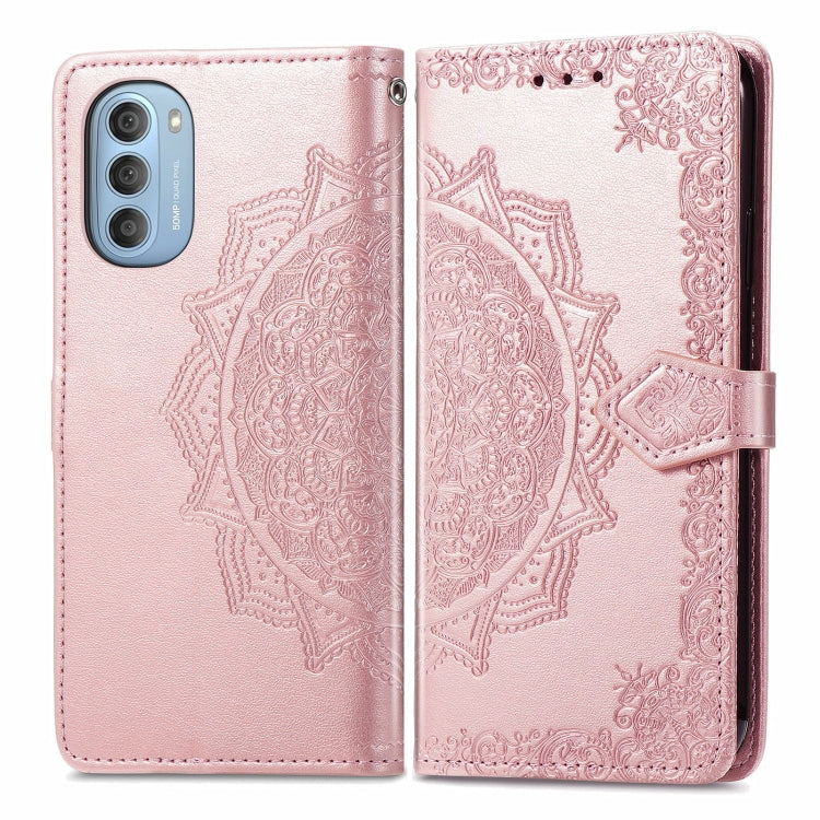 For Motorola Moto G51 Mandala Flower Embossed Flip Leather Phone Case