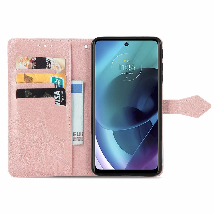 For Motorola Moto G51 Mandala Flower Embossed Flip Leather Phone Case