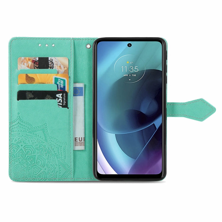 For Motorola Moto G51 Mandala Flower Embossed Flip Leather Phone Case