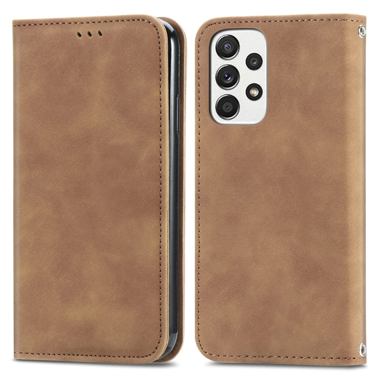 For Samsung Galaxy A53 5G Retro Skin Feel Magnetic Leather Phone Case