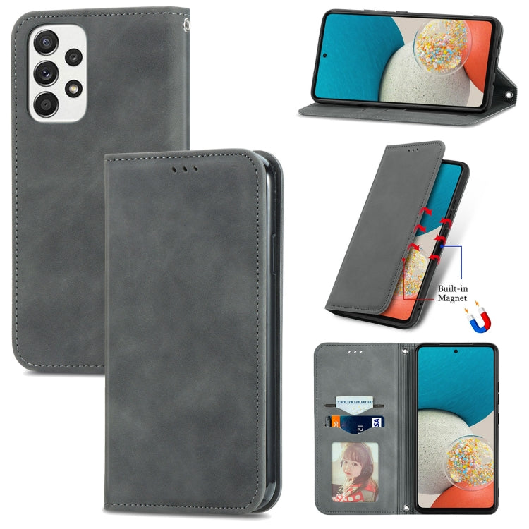 For Samsung Galaxy A53 5G Retro Skin Feel Magnetic Leather Phone Case