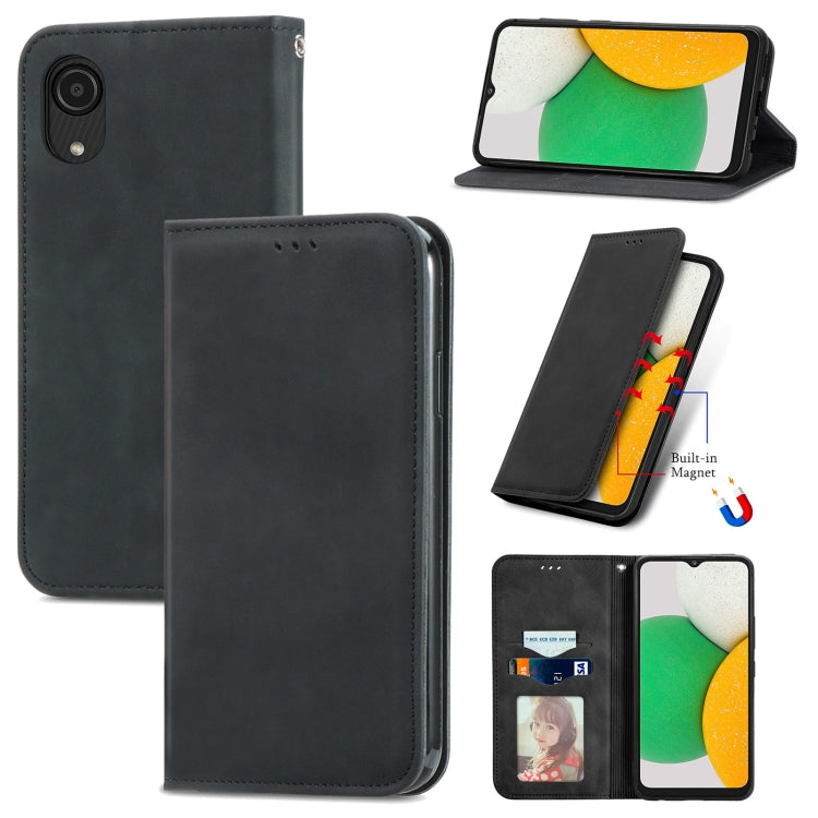 For Samsung Galaxy A03 Core Retro Skin Feel Magnetic Leather Phone Case