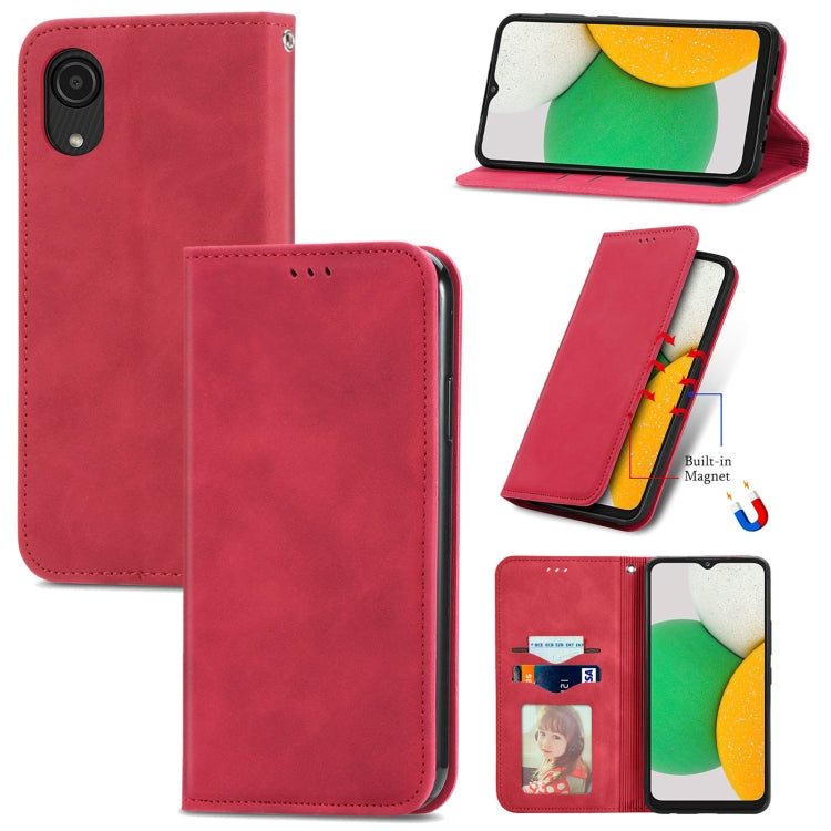 For Samsung Galaxy A03 Core Retro Skin Feel Magnetic Leather Phone Case