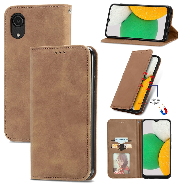 For Samsung Galaxy A03 Core Retro Skin Feel Magnetic Leather Phone Case