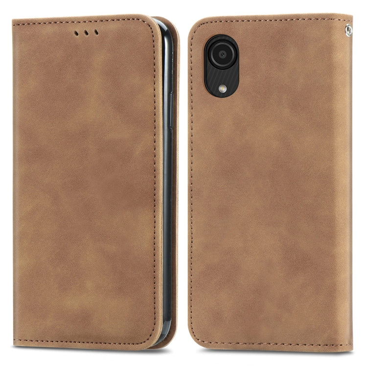 For Samsung Galaxy A03 Core Retro Skin Feel Magnetic Leather Phone Case